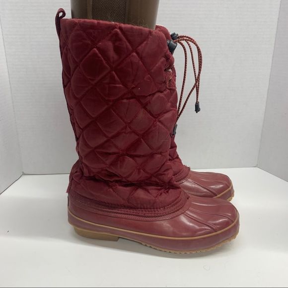 Bass Shoes - Bass Potter Duck Snow Winter Rain Boots Dark Red Quilted Boot Women's Size 10